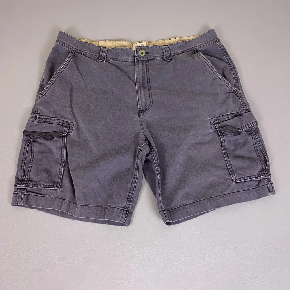 St. Johns Bay Cargo Shorts Men's Size 40 Gray Cotton Twill Outdoor Utility